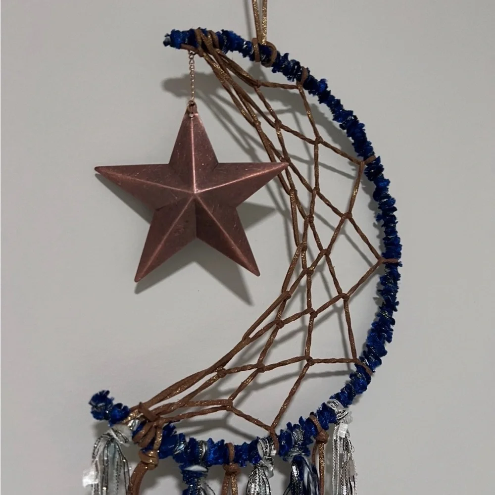 Copper Star and Blue Beaded Dreamcatcher